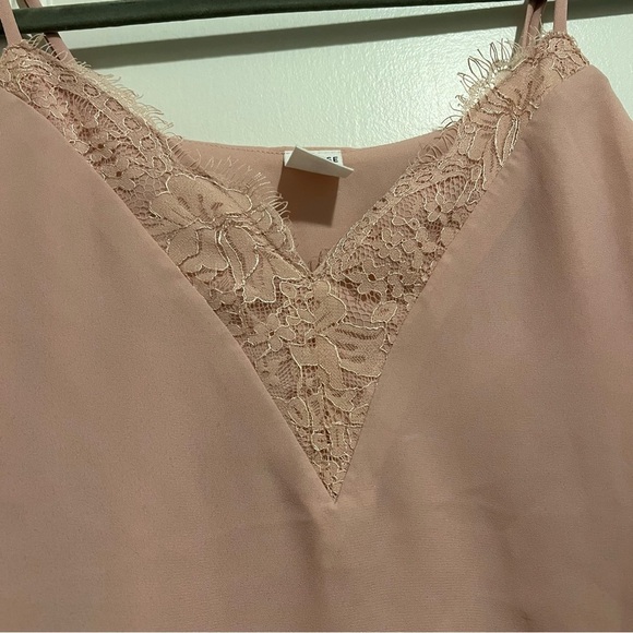 Melrose and Market Blush Pink V Neck Lace Trim Cami Tank Top XSmall NWT - Picture 5 of 7